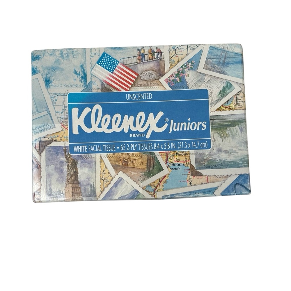 NOS Vintage Kleenex Juniors Tissues Unscented United States Stamps 65 2 Ply